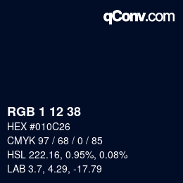 Color code: RGB 1 12 38 | qconv.com