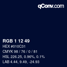Color code: RGB 1 12 49 | qconv.com