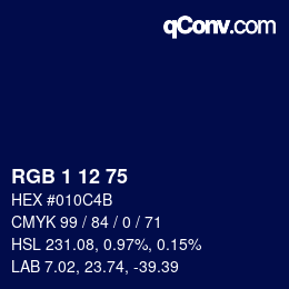 Color code: RGB 1 12 75 | qconv.com