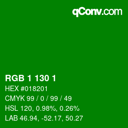 Color code: RGB 1 130 1 | qconv.com