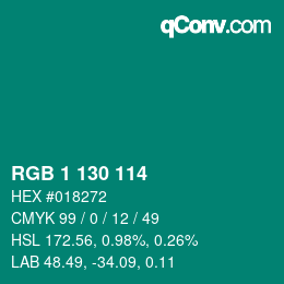Color code: RGB 1 130 114 | qconv.com