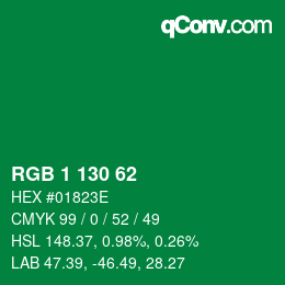 Color code: RGB 1 130 62 | qconv.com