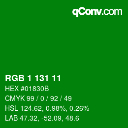 Color code: RGB 1 131 11 | qconv.com