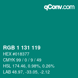 Color code: RGB 1 131 119 | qconv.com