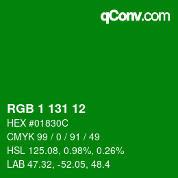 Color code: RGB 1 131 12 | qconv.com