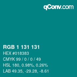 カラーコード: RGB 1 131 131 | qconv.com
