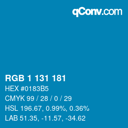 カラーコード: RGB 1 131 181 | qconv.com