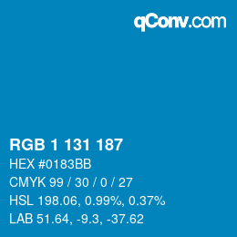カラーコード: RGB 1 131 187 | qconv.com