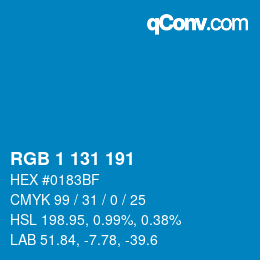 カラーコード: RGB 1 131 191 | qconv.com