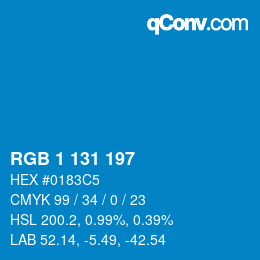 カラーコード: RGB 1 131 197 | qconv.com