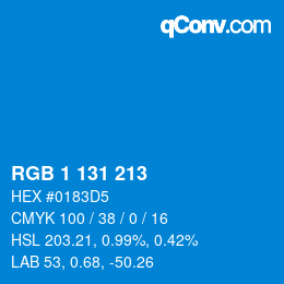 Color code: RGB 1 131 213 | qconv.com