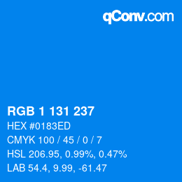 Color code: RGB 1 131 237 | qconv.com