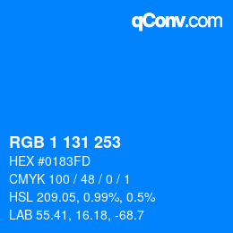 Color code: RGB 1 131 253 | qconv.com