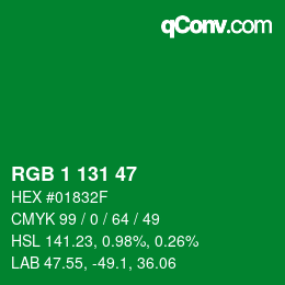 Color code: RGB 1 131 47 | qconv.com
