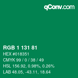Color code: RGB 1 131 81 | qconv.com