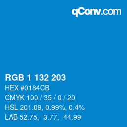 カラーコード: RGB 1 132 203 | qconv.com