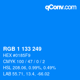 Color code: RGB 1 133 249 | qconv.com
