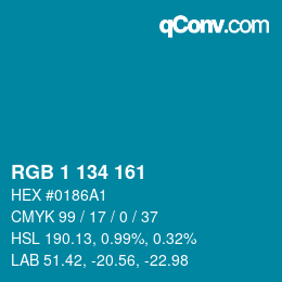 カラーコード: RGB 1 134 161 | qconv.com