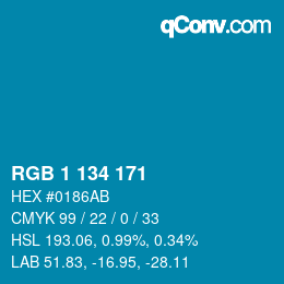 Color code: RGB 1 134 171 | qconv.com