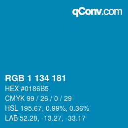 カラーコード: RGB 1 134 181 | qconv.com