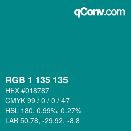 Color code: RGB 1 135 135 | qconv.com