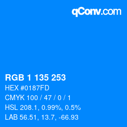 Color code: RGB 1 135 253 | qconv.com