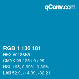 Farbcode: RGB 1 136 181 | qconv.com
