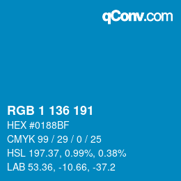 Farbcode: RGB 1 136 191 | qconv.com
