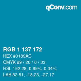 Color code: RGB 1 137 172 | qconv.com