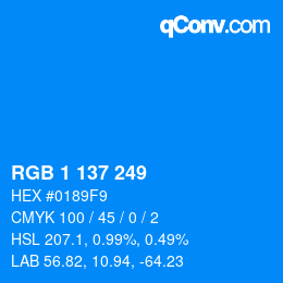 Color code: RGB 1 137 249 | qconv.com