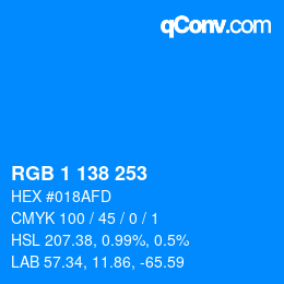 カラーコード: RGB 1 138 253 | qconv.com
