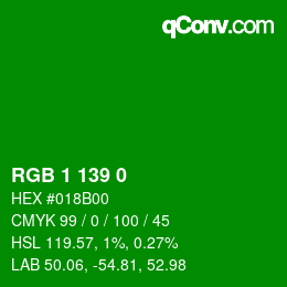 颜色代码: RGB 1 139 0 | qconv.com