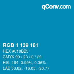 Color code: RGB 1 139 181 | qconv.com