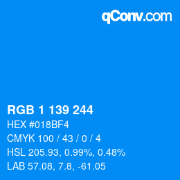 Color code: RGB 1 139 244 | qconv.com