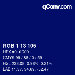 Color code: RGB 1 13 105 | qconv.com