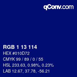 Farbcode: RGB 1 13 114 | qconv.com