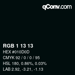 Color code: RGB 1 13 13 | qconv.com