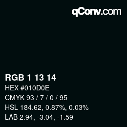 Color code: RGB 1 13 14 | qconv.com