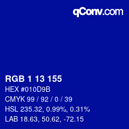Color code: RGB 1 13 155 | qconv.com