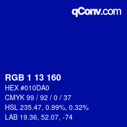 Color code: RGB 1 13 160 | qconv.com
