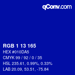 Color code: RGB 1 13 165 | qconv.com