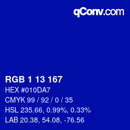Color code: RGB 1 13 167 | qconv.com