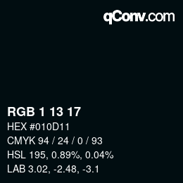 Color code: RGB 1 13 17 | qconv.com