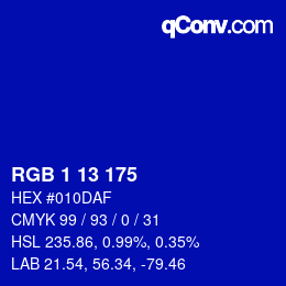 Color code: RGB 1 13 175 | qconv.com