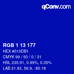 Color code: RGB 1 13 177 | qconv.com