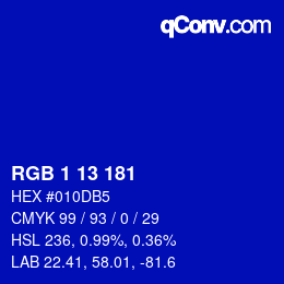 カラーコード: RGB 1 13 181 | qconv.com