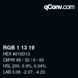 カラーコード: RGB 1 13 19 | qconv.com