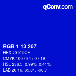 Color code: RGB 1 13 207 | qconv.com