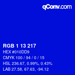Color code: RGB 1 13 217 | qconv.com