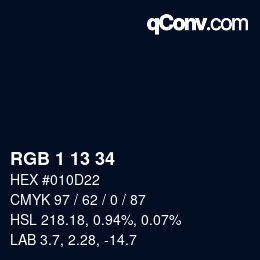 Color code: RGB 1 13 34 | qconv.com